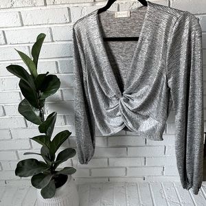 Altar’d State Size S Metallic Silver Top